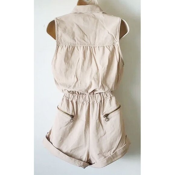 Watson x Watson 100% Cotton Safari Romper 8 Khaki Tan - Picture 2 of 7